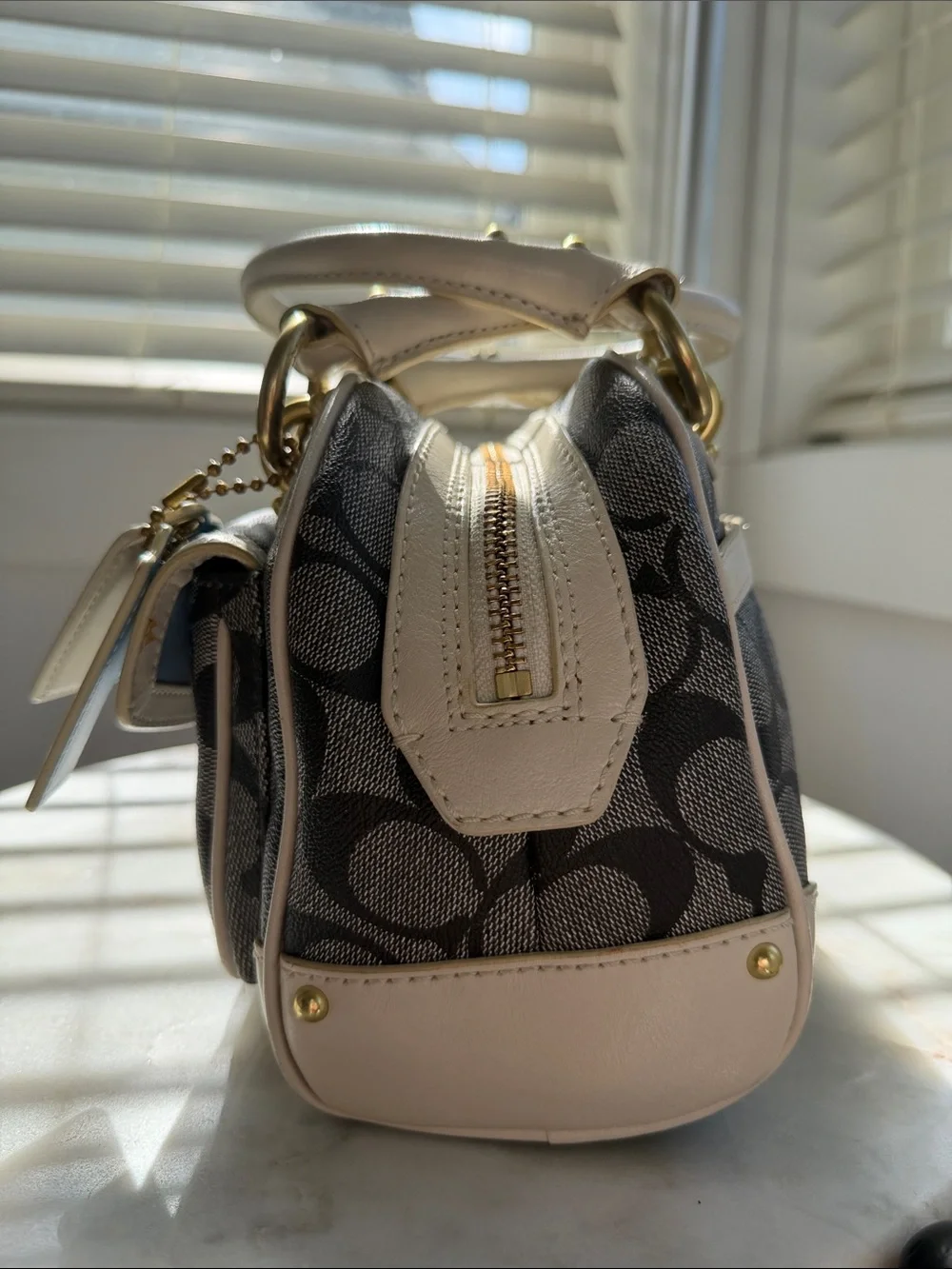 Coach Heritage Stripe Domed Satchel Bag